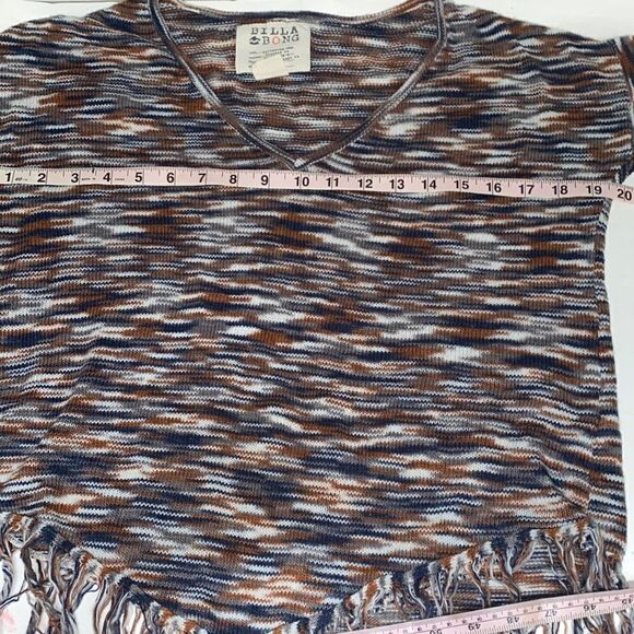 Billabong Fringe Hem knit sweater Blue/Brown Boho Sz S - Picture 6 of 8